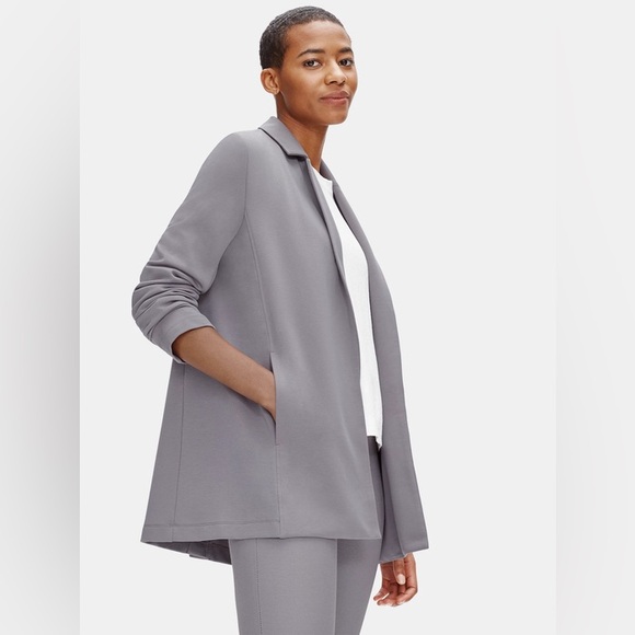 Eileen Fisher Jackets & Blazers - Eileen Fisher Flex Tencel Ponte Notch Collar Jacket in Gray XL A17